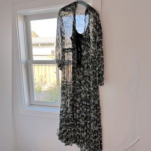 Munthe long flowing dress with black slip underneath
